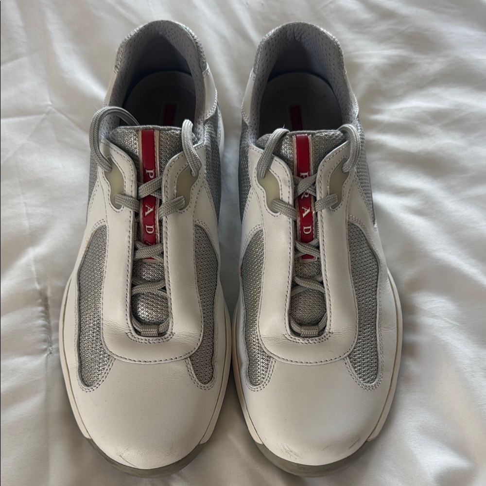 Prada White and Gray Modern Sneakers
